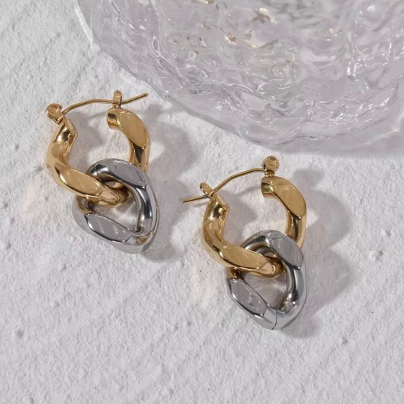 Chain Hoop Earrings - Picture 2 of 5